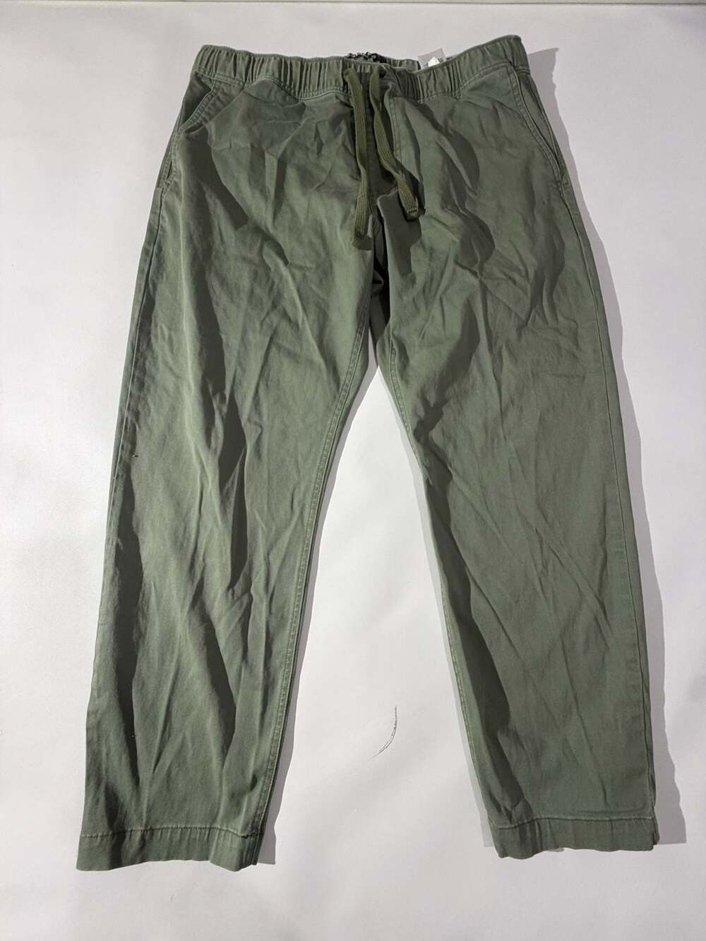 Express Pants Mens L Green Drawstring Elastic Waist Chino Casual Straight Leg